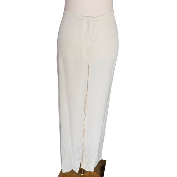 Eileen Fisher Pants - Vintage 90s Eileen Fisher 100% Silk Ivory Wide Leg Pants Size Size Medium